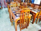 Teak Heavy Glass Top Dining Table with 6 Chairs
