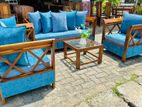 Teak Heavy Larag Pillow Sofa Set with Stone Table Code 83736