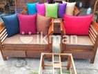 Teak Heavy Larag Pillow Sofa Set with Stone Table Code 87364