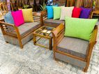 Teak Heavy Larga Pillow Sofa Set with Stone Table Code 93737