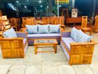 Teak Heavy Large Box Indian Sofa with Glass Stool