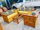 Teak Heavy Large Box Indian Sofa with Stool