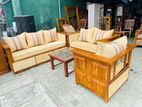 Teak Heavy Large Elegant Indian Sofa with Glass Stool