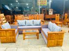 Teak Heavy Large Elegant Indian Sofa with Glass Stool