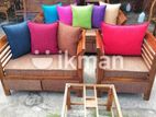 Teak Heavy Large Pillow Sofa Set with Stone Table Code 83736