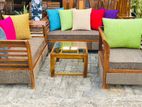 Teak Heavy Large Pillow Sofa Set with Stone Table Code 83736