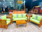 Teak Heavy Legs Ex Large Melon Sofa with Glass Stool