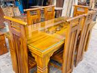 Teak Heavy Legs Modern (4x4inch) Dining Table With 6 Chairs --6x3