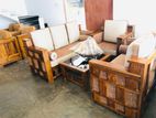 Teak Heavy Luxury Box Indian Sofa with Glass Stool