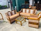 Teak Heavy Modern 321 Large Sofa Set with Glass Stool