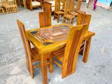 Teak Heavy Modern 4x3ft Dining Table with 4 chairs