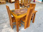 Teak Heavy Modern 4x3ft Dining Table with 4 Chairs