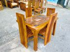 Teak Heavy Modern 4x3ft Dining Table with 4 Chairs TDT0105