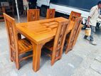 Teak Heavy Modern 4x4 Inch Dining Table with 6 Chairs