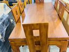 Teak Heavy Modern (4x4Inch) Wooden Top Dining Table with 6 Chairs