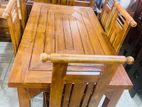 Teak Heavy Modern 5x3ft Dining Table with 4 Chairs