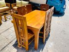 Teak Heavy Modern 5x3ft Dining Table with 6 Chairs