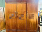 Teak Heavy Modern 7ft 3 Door Top Lights Wardrobe with Bottom Drawers