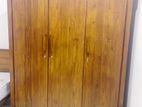 Teak Heavy Modern 7ft Three Door Wardrobe with LED Top Light