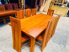 Teak Heavy Modern 7x3.5ft Dining Table And 8 Chairs Set