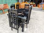 Teak Heavy Modern Black Paint Dining Table with 6 Chairs