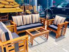 Teak Heavy Modern Box Sofa with Glass Stool--::--