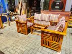 Teak Heavy Modern Box Sofa with Glass Stool