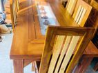 Teak Heavy Modern Buffet Dining Table with 6 Burutha Mixed Chairs