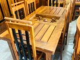 Teak Heavy Modern Buffet Dining Table with 6 Chairs~~ Code 00090
