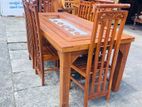 Teak Heavy Modern Buffet Dining Table With 6 Chairs