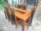 Teak Heavy Modern Buffet Dining Table With 6 Chairs