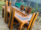 Teak Heavy Modern Buffet Dining Table with 6 Chairs--::--