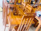 Teak Heavy Modern Buffet Dining Table with 6 Chairs