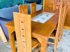 Teak Heavy Modern Buffet Dining Table with 6 Chairs-::--