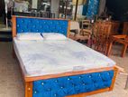 Teak Heavy Modern Buttons Cushioned bed 60x72