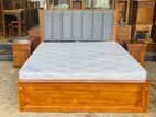 Teak Heavy Modern Cushioned Bed ("45") with Hybrid Plush Mattress 60x72