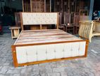 Teak Heavy Modern Cushioned Box Bed 6x5 - 60x72