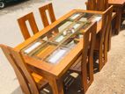 Teak Heavy Modern Dining Table and 6 Chairs Code 628