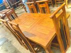 Teak Heavy Modern Dining Table and Chairs Code 83376