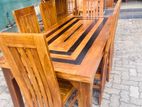 Teak Heavy Modern Dining Table And Chairs Set