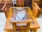 Teak Heavy Modern Dining Table With 4 Chairs 4ftx3ft