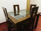 Teak Heavy Modern Dining Table with 4 Chairs