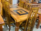 Teak Heavy Modern Dining Table with 6 Chairs -4ftx3ft-