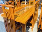 Teak Heavy Modern Dining Table With 6 Chairs 6ftx3ft