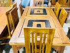 Teak Heavy Modern Dining Table With 6 Chairs 6ftx3ft