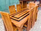 Teak Heavy Modern Dining Table With 6 Chairs 6ftx3ft