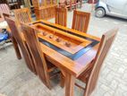 Teak Heavy Modern Dining Table With 6 Chairs 6ftx3ft