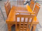 Teak Heavy Modern Dining Table with 6 Chairs 6x3