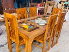 Teak Heavy Modern Dining Table with 6 Chairs 6x3