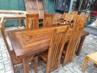Teak Heavy :Modern: Dining Table With 6 Chairs 6x3